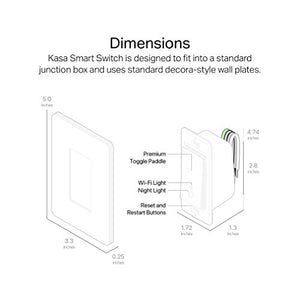 Kasa Smart Light Switch HS200P3, Single Pole, Needs Neutral Wire, 2.4GHz Wi-Fi Light Switch Works with Alexa and Google Home, UL Certified, No Hub Required, 3-Pack , White