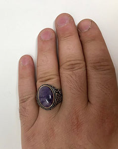 KAR 925K Stamped Sterling Silver Amethyst Men's Ring I1F (12)