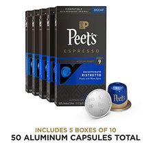 Load image into Gallery viewer, Peet&#39;s Coffee Espresso Capsules Decaffeinato Ristretto Intensity 9, 50 Count Single Cup Coffee Pods Compatible with Nespresso Original Brewers
