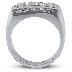 1ct Diamond Mens Three Stone Wedding Anniversary Ring 10k White Gold - Size 12
