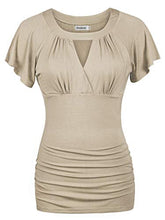 Load image into Gallery viewer, Ninedaily Tunic Tops to Wear with Leggings Short Sleeve,Petite Size Tops Slim Fitting Fitted Tees for Ladies Elegant Outfits Summer Dressy Tops Cold Shoulder Slimming Summer Tops,Rosered,Size 4-6
