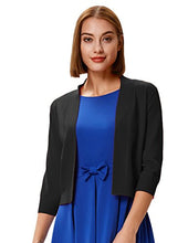 Load image into Gallery viewer, GRACE KARIN Women's Soft Knit Sweaters 3/4 Sleeve Open Front Cropped Bolero Cardigans (Black&amp;Yellow,XL
