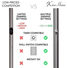 Load image into Gallery viewer, Kira Home Horizon 70" Modern LED Torchiere Floor Lamp (36W, 250W eq.), Glass Diffuser, Dimmable, Timer and Wall Switch Compatible, Adjustable Head, 3000k Warm White Light, Brushed Nickel Finish

