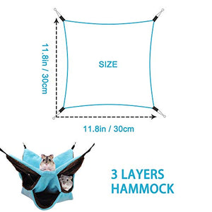 Sunhoo Small Pet Cage Hammock,Rat Hammock for Cage Small Animals 3 Tier Hanging Bed Guinea Pigs Pet Nap Sack Ferret Hamster Chinchilla Parrot Sugar Glider Ferret Squirrel Hideout, Accessories Bedding
