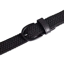 Load image into Gallery viewer, Young Boys Girls | Braided Stretch Elastic Belt | Pin Prong Buckle | Loop End Tip | 1" width (Black, Waist 16"-18”)

