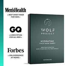 Load image into Gallery viewer, WOLF PROJECT | Hydrating Sheet Mask (5 Pack) - Hydrating and Moisturizing Face Mask For Men - Natural serum, Bamboo charcoal face mask sheets, Vitamin B3 &amp; Hyaluronic Acid for glowing skin
