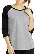 Load image into Gallery viewer, Cottonbell Women's Baseball Quarter Sleeve Tee Shirt (S, Light Heather/Black)

