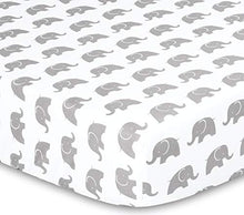 Load image into Gallery viewer, The Peanutshell Elephant Walk Crib Bedding Set | 3 Piece Unisex Nursery Set | Crib Quilt, Crib Sheet, Crib Skirt Included
