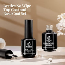 Load image into Gallery viewer, Beetles 2 Pcs 15ml No Wipe Gel Top Coat and Base Coat Set - Shine Finish and Long Lasting, Soak Off LED Gel Base Top Coat Glossy Shine Finish
