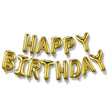 Load image into Gallery viewer, Happy Birthday Banner (3D Gold Lettering) Mylar Foil Letters | Inflatable Party Decor and Event Decorations for Kids and Adults | Reusable, Ecofriendly Fun
