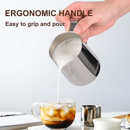 Load image into Gallery viewer, Milk Frothing Pitcher 12oz, Milk Frother Cup Steaming Pitcher Steamer Milk Jug Cup for Latte Art, Coffee Machine Espresso Accessories Barista Tools