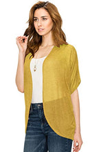 Load image into Gallery viewer, LL WSK1528 Womens Short Sleeve Open-Front Batwing Cardigan - Made in USA XL Mustard
