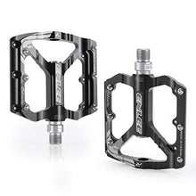 Load image into Gallery viewer, MatyKit S Shape Mountain Bike Pedals of Lightweight, Specialized 9/16" UD Bearings Ultra Strong Colorful CNC Machined Alloy Bicycle Non-Slip Pedal, Anodizing Sealed 3 Bearing Cycling Pedals (Black)
