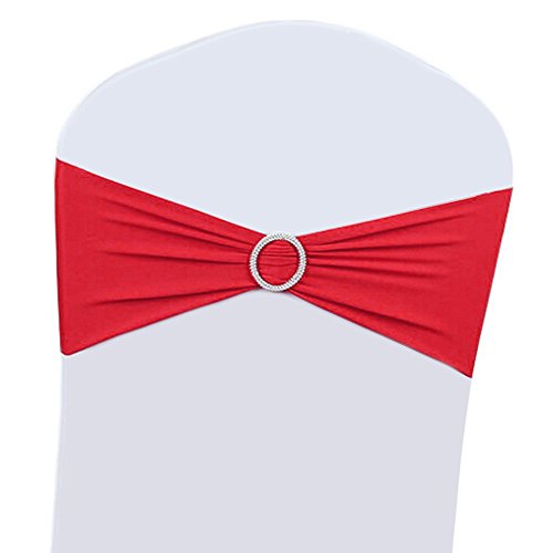 Load image into Gallery viewer, 100PCS Wedding Chair Decorations Stretch Chair Bows and Sashes for Party Ceremony Reception Banquet Spandex Chair Covers slipcovers (100, Red)