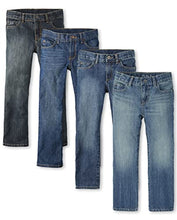 Load image into Gallery viewer, The Children's Place Boys Basic Bootcut Jeans,Dk Juptier/Dustbowl Wash/Med Indigo/Pierce Wash 4 Pack,16
