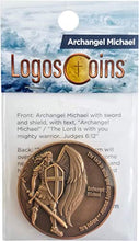 Load image into Gallery viewer, Archangel Saint Michael Coin, Bulk Pack of 10 Antique Gold Plated Challenge Protection Coins, The Lord is with You Mighty Warrior, Judges 6:12 and No Harm Will Overtake You, Psalm 91 Gift
