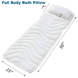 Full Body Bath Pillow, Upgraded Non-Slip Bath Cushion for Tub, Spa Bathtub Pillow Mattress for Head Neck Shoulder and Back Rest Support，Hot Tub Accessories – 50"x 15"