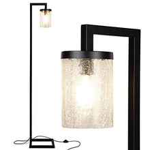 Load image into Gallery viewer, Brightech Henry - Industrial Floor Lamp with Hanging Crackled Glass for Living Room - Standing Farmhouse Light Matches Rustic Decor - Tall Pole Vintage Lamp with LED Bulb - Black
