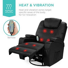 Load image into Gallery viewer, Best Choice Products Executive Swivel Massage Recliner Chair w/ Remote Control, 5 Modes, 2 Cup Holders - Black
