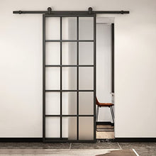 Load image into Gallery viewer, BARNSMITH 36" x84" Aluminum Glass Sliding Barn Door Panel Heavy Duty DIY Frosted Tempered Glass Door Slab Assemble Required (Sliding Hardware not Included)
