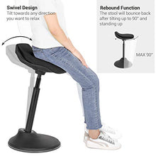 Load image into Gallery viewer, SONGMICS Standing Desk Chair 24.8-34.6 Inches, Adjustable Standing Stool, Sitting Balance Chair, Comfortable and Breathable Seat, Black UOSC02BK
