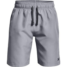 Load image into Gallery viewer, Under Armour Boys' Woven Shorts , Steel (035)/Pitch Gray , Youth Small
