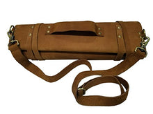 Load image into Gallery viewer, Professional Chef Bag Lightweight Genuine Premium Vintage Tan Leather 10 Pockets Knife Bag/Chef Knife Roll #K02-S

