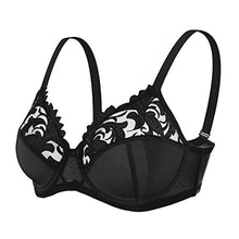 Load image into Gallery viewer, HSIA Minimizer Underwire Embroidery Lace Bra Women's Unlined Full Cup Non-Padded Full Bust Bra 34C-44DDD Black
