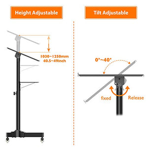 1home Steel Mobile Stand Up Desk Ajustable Laptop Workstation Muti-Purpose Rolling Podium Lectern with Wheels Laptop Workstation Desk with Storage Tray Black