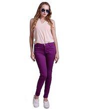 Load image into Gallery viewer, HDE Women's Mid-Rise Stretchy Denim Slim Fit Skinny Jeans (Purple, X-Large)
