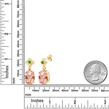 Load image into Gallery viewer, Gem Stone King 18.54 Ct Peach Nano Morganite Green Simulated Tsavorite 18K Yellow Gold Plated Silver Earrings
