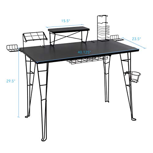 Atlantic Gaming Original Gaming Desk - 32 inch TV Stand, Charging Station, Speaker/5 Game/Controller/Headphone Storage