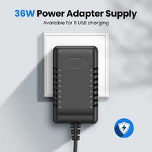 Load image into Gallery viewer, Powered USB 3.0 Hub, Wenter 11-Port USB Data Hub Splitter with 4 Smart Charging Ports and Individual LED On/Off Switches and 12V/3A Power Adapter USB Extension for Mac,Windows,Chrome &amp; Linux OS
