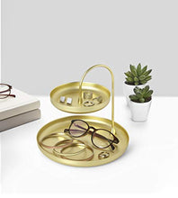 Load image into Gallery viewer, Umbra Poise Large Jewelry Tray, Double Jewelry Tray, Attractive Jewelry Storage You Can Leave Out, Two-Tiered Jewelry Tray, Matte Brass Finish
