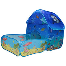 Load image into Gallery viewer, Vokodo Kids Pop Up Tent with Play Pen Area Beach Marine Animal Theme Folding Indoor Outdoor Playhouse Tunnel Pretend Imagination Creative Learning Toy Gift for Preschool Children Boys Girls Toddlers
