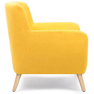 Best Choice Products Mid-Century Modern Linen Upholstered Button Tufted Accent Chair - Yellow