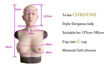 Load image into Gallery viewer, Christine Cosplay Realistic Female Head Mask Artificial Silicone Breast for Crossdresser Transgender Halloween 3G Ivory White
