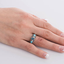 Load image into Gallery viewer, Carolyn Pollack Sterling Silver Sleeping Beauty Turquoise Opal Triple Band Ring, size 8
