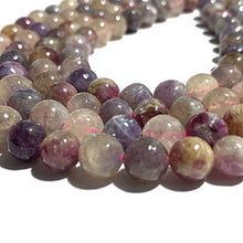 Load image into Gallery viewer, [ABCgems] Brazilian Cherry Tourmaline in Lepidolite (Gorgeous Inclusions- Mohs Hardness 7.5) 10mm Smooth Round Natural Semi-Precious Gemstone Healing Energy Beads

