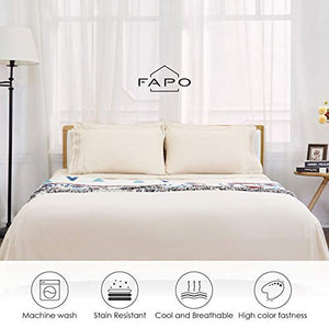 FAPO Queen Bed Sheets Set, 6 Piece Super Brushed Microfiber 1800 Bedding Sheets & Pillowcases-Wrinkle & Fade & Hypoallergenic Resistant Bed Sets-Easy Fit and Breathable & Cooling Sheets (Beige) …