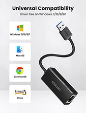 Load image into Gallery viewer, UGREEN USB Ethernet Adapter USB 3.0 to 10 100 1000 Gigabit Ethernet LAN Network Adapter Ethernet Compatible with Nintendo Switch MacBook Surface Pro Laptop PC Black
