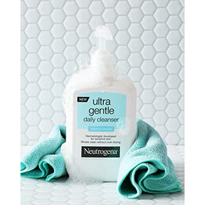 Neutrogena Ultra Gentle Hydrating Daily Facial Cleanser for Sensitive Skin, Acne, Eczema & Rosacea, Oil-Free, Soap-Free, Hypoallergenic & Non-Comedogenic Creamy Face Wash, 12 fl. oz