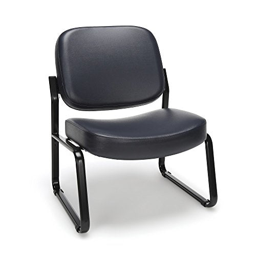 OFM Core Collection Big and Tall Armless Guest and Reception Chair, Anti-Microbial/Anti-Bacterial Vinyl, in Navy