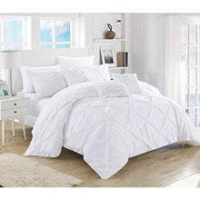 Load image into Gallery viewer, Chic Home 10 Piece Hannah Pinch Pleated, ruffled and pleated complete Queen Bed In a Bag Comforter Set White With sheet set
