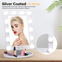 Load image into Gallery viewer, Makeup Vanity Mirror with Light Bulbs - 3 Color Lighting Modes Hollywood Style Tabletops Lighted Cosmetic Mirror with 12 Dimmable LED Bulbs and Touch Control Design
