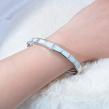 Load image into Gallery viewer, CiNily Opal Bangle Bracelets for Women Cubic Zirconia Rhodium Plated Gemstone Bangle Bracelet 8 3/8"
