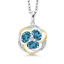 Load image into Gallery viewer, Gem Stone King 925 Sterling Silver and 10K Yellow Gold London Blue Topaz and White G-H Lab Grown Diamond Pendant Necklace For Women (1.84 Cttw, with 18 Inch Chain)
