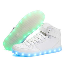 Load image into Gallery viewer, Voovix Unisex LED Shoes Light Up Shoes High Top Sneakers for Women Men white38
