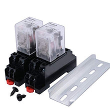 Load image into Gallery viewer, mxuteuk 2pcs HH52P DC 24V Coil 8 Pin 5A DPDT LED Indicator Electromagnetic Power Relay, with Base, with DIN Rail Slotted Aluminum
