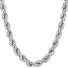 Load image into Gallery viewer, Lifetime Jewelry 7mm Rope Chain Necklace 24k Real Gold Plated for Men &amp; Women (White Gold, 20)
